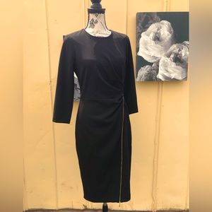 Ruched Zipper Sheath Dress